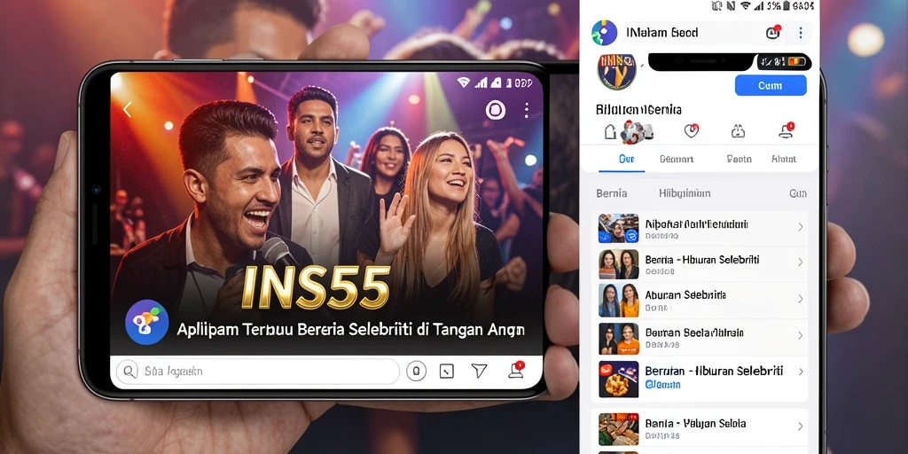 Tampilan antarmuka INS55 yang menarik dan informatif tentang dunia selebriti.