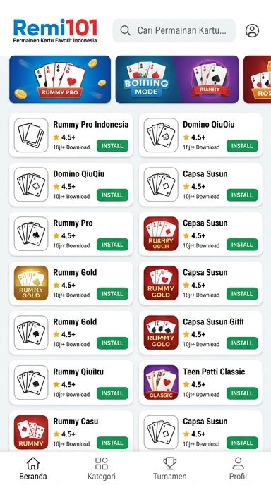 Tampilan katalog aplikasi remi101