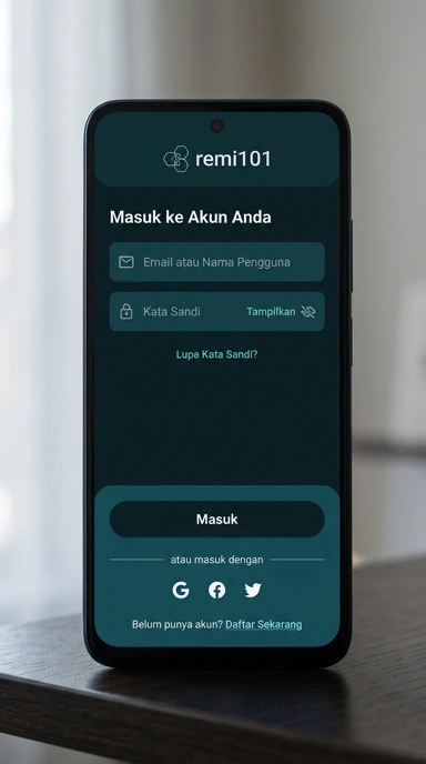 Tampilan halaman login remi101
